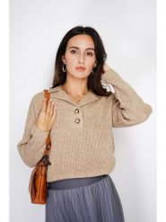 ASSUILI Kaszmirowy sweter w kolorze beżowym rozmiar: 38. Brązowe swetry Assuili, bez wzorów, z kaszmiru, bez ramiączek. Za 122.96 zł.
