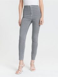 Jeansy skinny high waist w szachownicę - czarny. Czarne jeansy Sinsay, l, bez wzorów, z podwyższonym stanem. Za 49.99 zł.