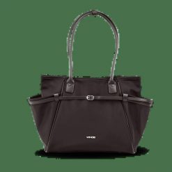 Torba shopper WINGS ROSELLA z odpinaną kosmetyczką i pasem na walizkę BLACK. Czarne kufry i kosmetyczki Wings, bez wzorów, z materiału, bez dodatków. Za 169.90 zł.