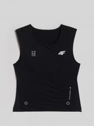 4F Crop top treningowy szybkoschnący damski - czarny XL. Czarne koszulki sportowe 4f, bez wzorów, bez ramiączek, na fitness i siłownię. Za 99.99 zł.