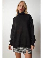 Happiness Istanbul Sweter w kolorze czarnym rozmiar: onesize. Czarne golfy Happiness Istanbul, bez wzorów, ze splotem, bez ramiączek. Za 92.86 zł.