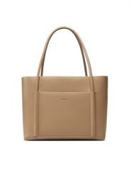 Calvin Klein Torebka Ck Linn Medium Shopper K60K613110 Beżowy. Brązowe shopper Calvin Klein, bez wzorów, ze skóry, bez dodatków. Za 379.99 zł.
