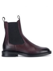 Gino Rossi Sztyblety PETRA-124 Bordowy. Czerwone botki Gino Rossi, bez wzorów, ze skóry, bez obcasa, na płaskiej podeszwie, bez zapięcia. Za 299.99 zł.