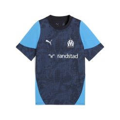 Młodzieżowa koszulka treningowa Olympique Marsylia PUMA New Navy Bleu Azur Blue. Niebieskia bluzki Puma, l, w ażurowe wzory, młodzieżowe, bez kołnierzyka, bez ramiączek. Za 199.00 zł.