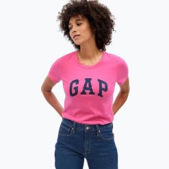 Koszulka damska GAP V-Gap SS Classic Tee. Czerwone bluzki GAP, bez wzorów, bez kołnierzyka, bez ramiączek. Za 89.99 zł.