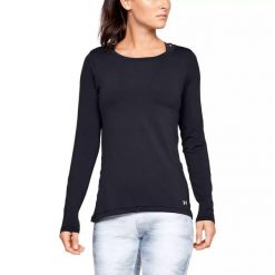 Koszulka damska Under Armour HG Armour Long Sleeve. Czarne bluzki Under Armour, bez wzorów, bez kołnierzyka, bez ramiączek. Za 119.99 zł.