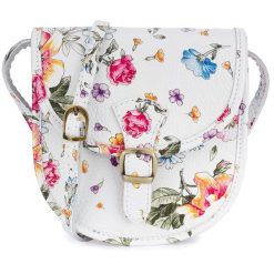 Listonoszka skórzana BELTIMORE K68 biała print kwiaty. Białe torebki klasyczne bez wzorów, ze skóry, bez dodatków. Za 129.90 zł.