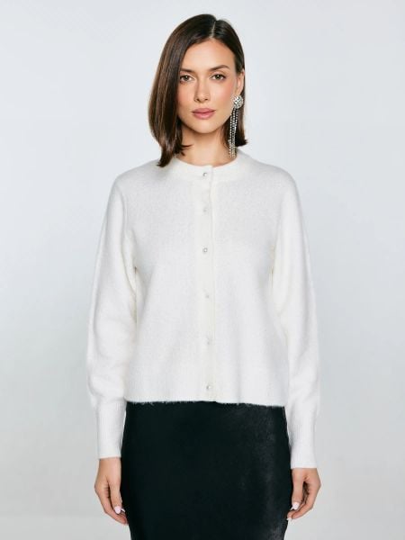 Kardigan damski z dodatkiem wełny biały Lena 100. Białe kardigany Big Star, l, bez wzorów, z jeansu. W wyprzedaży za 79.99 zł.