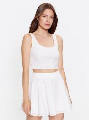 Glamorous Top AN4456 Biały Regular Fit. Białe topy Glamorous, bez wzorów, z bawełny, bez kołnierzyka, bez ramiączek. Za 119.99 zł.