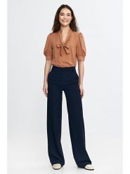 Nife Spodnie w kolorze granatowym rozmiar: 36. Niebieskie spodnie materiałowe Nife, na co dzień, bez wzorów, z materiału, z podwyższonym stanem. Za 161.34 zł.