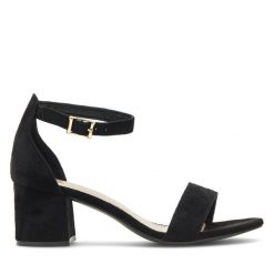 Sandały JENNY. Czarne sandały Jenny, bez wzorów, bez obcasa, na słupku, bez zapięcia. Za 119.99 zł.