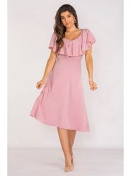 Awama Sukienka w kolorze jasnoróżowym rozmiar: L. Różowe sukienki Awama, l, bez wzorów, bez kołnierzyka, bez ramiączek, midi. Za 139.99 zł.