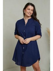 Curvy Lady Sukienka w kolorze granatowym rozmiar: 44/46. Niebieskie sukienki Curvy Lady, na co dzień, bez wzorów, klasyczne, bez kołnierzyka, bez ramiączek, midi, proste. Za 96.83 zł.