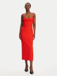 Bardot Sukienka koktajlowa Martini 58535DB Czerwony Slim Fit. Czerwone sukienki Bardot, bez wzorów, z syntetyku, wizytowe, bez kołnierzyka, bez ramiączek. Za 339.99 zł.