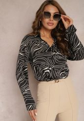 Czarna Koszula o Klasycznym Kroju w Abstrakcyjny Print Kastar. Czarne koszule Renee, l, bez wzorów, biznesowe, bez kołnierzyka, bez ramiączek. Za 89.99 zł.