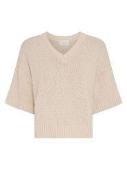 MOSS COPENHAGEN Sweter w kolorze beżowym rozmiar: M/L. Brązowe swetry Moss Copenhagen, l, bez wzorów, z bawełny, bez ramiączek. Za 174.95 zł.