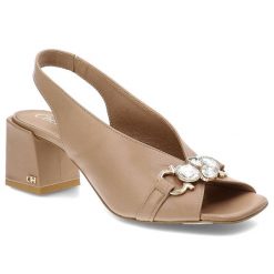 Beżowe Sandały Chebello Eleganckie Skórzane Buty. Brązowe sandały CheBello, bez wzorów, ze skóry, eleganckie, bez obcasa, na obcasie, bez zapięcia. Za 339.00 zł.