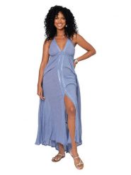 Aller Simplement Sukienka w kolorze niebieskim rozmiar: 34-40. Niebieskie sukienki Aller Simplement, bez wzorów, z bawełny, bez kołnierzyka, bez ramiączek, maxi. Za 86.99 zł.