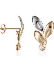 OR ÉCLAT Złote kolczyki-wkrętki "Duo petals" rozmiar: onesize. Szare kolczyki OR ÉCLAT, złote. Za 505.13 zł.