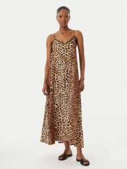 LOLA CASADEMUNT Sukienka letnia LS2616004 Beżowy Relaxed Fit. Brązowe sukienki LOLA CASADEMUNT, na co dzień, na lato, l, bez wzorów, z wiskozy, bez kołnierzyka, bez ramiączek, proste. Za 459.99 zł.