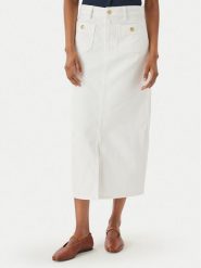 Tommy Hilfiger Spódnica jeansowa WW0WW48607 Biały Regular Fit. Białe spódnice TOMMY HILFIGER, bez wzorów, z bawełny. Za 529.99 zł.