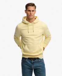 Superdry Bluza z kapturem Essential Logo luźny krój z bawełną i recyklingiem. Żółte bluzy Superdry, xl, bez wzorów, z bawełny, z kapturem. Za 336.85 zł.