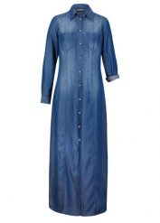 Sukienka szmizjerka, TENCEL™ Lyocell. Niebieskie sukienki bonprix, bez wzorów, z lyocellu, eleganckie, bez kołnierzyka, bez ramiączek, szmizjerki. Za 249.99 zł.