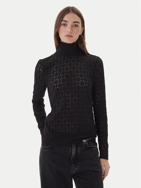 PINKO Bluzka Rufina 105979 A2YI Czarny Regular Fit. Czarne bluzki Pinko, m, bez wzorów, z syntetyku, bez kołnierzyka, bez ramiączek. Za 449.99 zł.