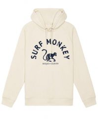 Bluza z bawełny organicznej –zakrzywione logo –zkapturem /dla dorosłych(kremowa). Białe bluzy sportowe SURF MONKEY, m, bez wzorów, z bawełny, z kapturem. Za 345.00 zł.