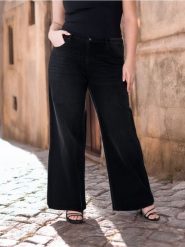 Jeansy wide leg z wysokim stanem Plus Size - czarny. Czarne jeansy Sinsay, l, bez wzorów, z podwyższonym stanem. W wyprzedaży za 45.99 zł.