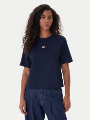 Tommy Jeans T-Shirt Badge DW0DW22202 Granatowy Boxy Fit. Niebieskie t-shirty Tommy Jeans, s, bez wzorów, z bawełny, bez kołnierzyka, bez ramiączek. Za 169.99 zł.