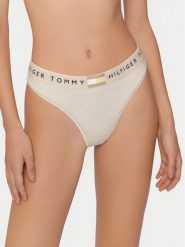 Tommy Hilfiger Stringi UW0UW06039 Beżowy. Brązowe stringi TOMMY HILFIGER, bez wzorów, z bawełny. Za 89.99 zł.