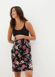 Sukienka ciążowa i do karmienia 2 w 1 z wiskozy. Czarne sukienki bonprix, bez wzorów, z wiskozy, bez kołnierzyka, moda ciążowa, bez ramiączek. Za 104.99 zł.