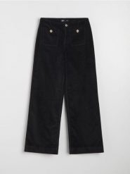 Sztruksowe jeansy wide leg - czarny. Czarne jeansy Sinsay, bez wzorów. Za 69.99 zł.