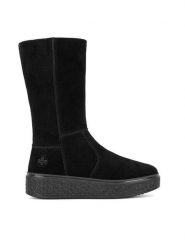 Rieker Kozaki 78851-00 Czarny. Czarne kozaki Rieker, ze skóry, bez obcasa, na płaskiej podeszwie, bez zapięcia. Za 375.00 zł.