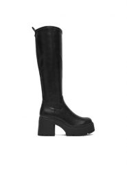 Buffalo Kozaki Mila Hi Boot 1220084 Czarny. Czarne kozaki Buffalo, ze skóry, bez obcasa, na słupku, bez zapięcia. Za 439.99 zł.