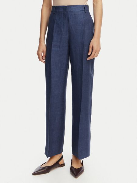 Weekend Max Mara Spodnie materiałowe Malizia 2615131112 Granatowy Regular Fit. Niebieskie spodnie materiałowe Weekend Max Mara, bez wzorów, ze lnu. Za 788.99 zł.