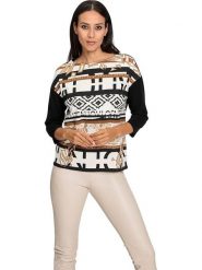 Heine Koszulka w kolorze karmelowo-czarnym rozmiar: 46. Brązowe bluzki Heine, bez wzorów, bez kołnierzyka, bez ramiączek. Za 65.38 zł.