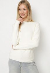 Jasnobeżowy Sweter z Wełną w Klasycznym Stylu Firrive. Brązowe swetry Born2be, bez wzorów, z jeansu, bez ramiączek. Za 59.99 zł.