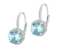 Kolczyki z białego złota z diamentami i topazami Sky Blue - próba 585. Białe kolczyki Apart, z diamentem, złote. Za 3,090.00 zł.
