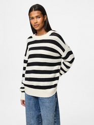 Pieces Sweter w kolorze czarno-białym rozmiar: XS. Białe swetry Pieces, xs, bez wzorów, z bawełny, bez ramiączek. Za 61.60 zł.