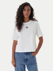 Tommy Jeans T-Shirt Badge DW0DW22202 Écru Boxy Fit. T-shirty Tommy Jeans, xxs, bez wzorów, z bawełny, bez kołnierzyka, bez ramiączek. Za 169.99 zł.
