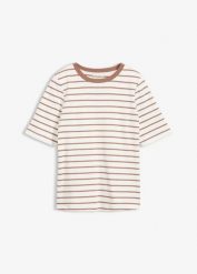 T-shirt z grubej bawełny organicznej. Białe t-shirty bonprix, bez wzorów, z bawełny, bez kołnierzyka, bez ramiączek. Za 42.99 zł.