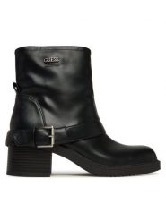 Guess Botki FLFIJI ELE10 Czarny. Czarne botki Guess, z aplikacjami, ze skóry, bez obcasa, na słupku, bez zapięcia. Za 829.99 zł.