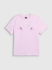 4F T-shirt loose z nadrukiem damski - różowy L. Czerwone koszulki sportowe 4f, bez wzorów, z bawełny, bez ramiączek. Za 79.99 zł.