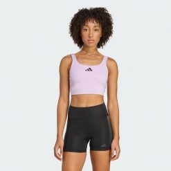Koszulka Power Light Support Bra. Czerwone bluzki Adidas, xs, bez wzorów, sportowe, bez kołnierzyka, bez ramiączek. Za 199.00 zł.