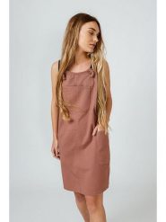 SKFK Sukienka "Pinafore" w kolorze szaroróżowym rozmiar: S. Różowe sukienki SKFK, na co dzień, s, bez wzorów, bez kołnierzyka, bez ramiączek, mini, proste. Za 86.99 zł.