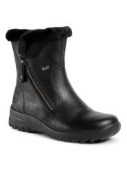 Rieker Botki Z7181-00 Czarny. Czarne botki Rieker, bez wzorów, ze skóry, bez obcasa, na płaskiej podeszwie, bez zapięcia. Za 299.99 zł.