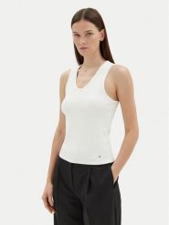 Tommy Hilfiger Top WW0WW44572 Écru Slim Fit. Topy TOMMY HILFIGER, l, bez wzorów, z bawełny, bez kołnierzyka, bez ramiączek. Za 149.99 zł.