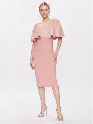 Pinko Sukienka koktajlowa La Carlota 100034 A0GI Różowy Regular Fit. Czerwone sukienki Pinko, bez wzorów, z syntetyku, wizytowe, bez kołnierzyka, bez ramiączek. Za 699.99 zł.